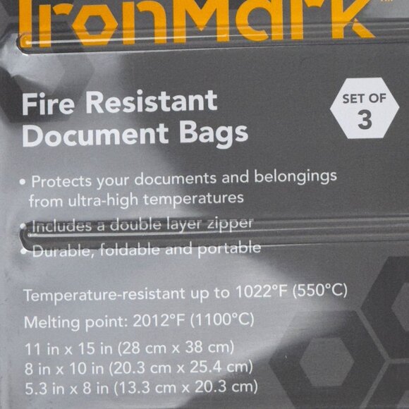 Fire Resistant Document Bags With Zippers For Cash & Documents Set Of 3 - Picture 11 of 14